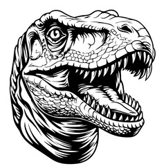 Detailed Dinosaur Head Illustration Vector in Black
