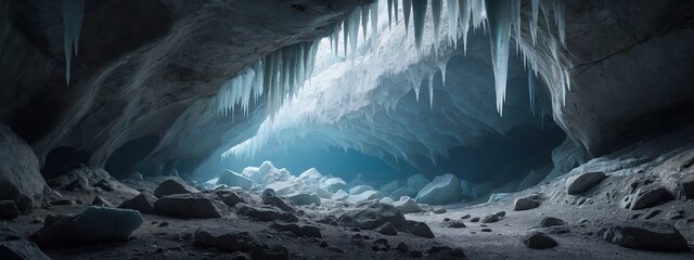 Glacial caves crumbling due to warming temperatures - obrazy, fototapety, plakaty