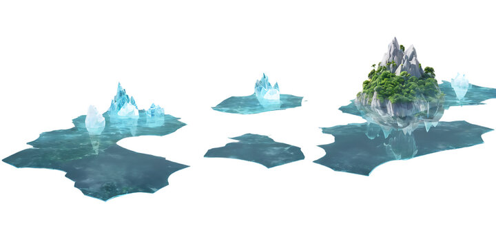 A surreal landscape of floating Transparent Background Images 