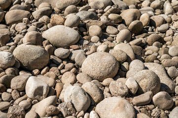 accumulation of stones in a dry river