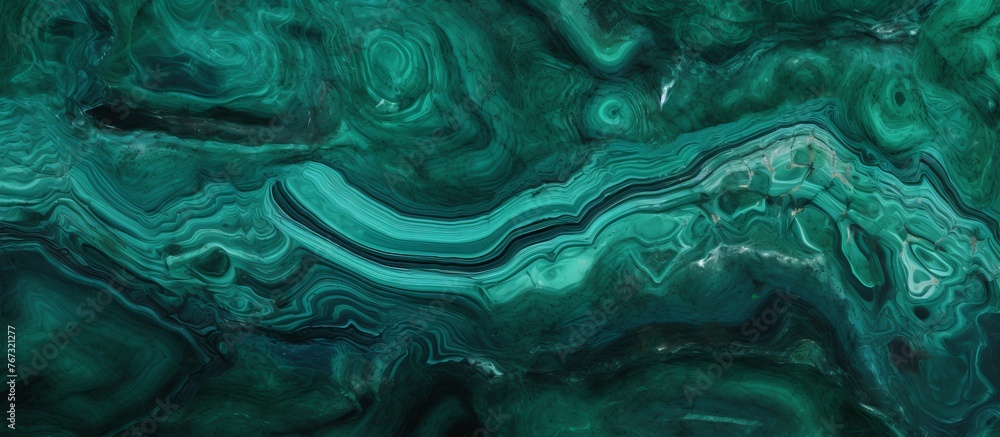 Poster a close up of a liquid green marble texture resembling electric blue patterns found in marine biolog