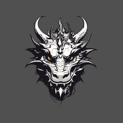 Detailed dragon head tattoo vector illustration in vector format, perfect for digital or print use.
