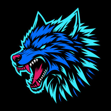 wolf viking golde ornamant mascort illustration vector abstack logo
