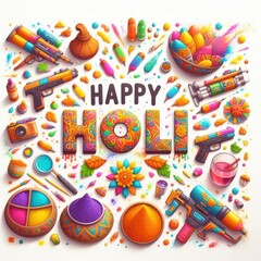 Fototapeta na wymiar Happy Holi Greeting Card