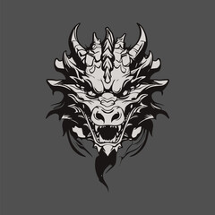 A vector illustration showcasing the head of a dragon.