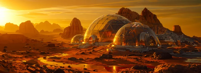 Fensteraufkleber Exploring the Red Planet: Stunning Realistic UHD Biodome on Mars Surface © Fernando Cortés