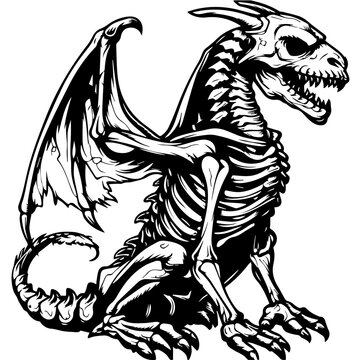 recommend clip art: Dragon Skeleton Vector Illustration in Black
                    