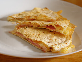 Quesadilla with cheese and ham