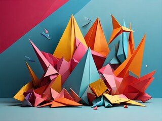 abstract origami paper shape