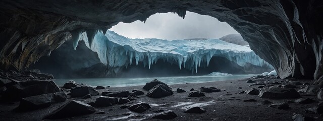 Glacial caves crumbling due to warming temperatures - obrazy, fototapety, plakaty