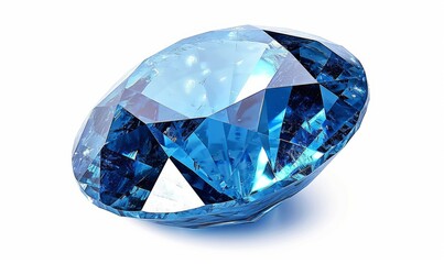 Blue sapphire bright crystal gem gemstone isolated, Generative AI