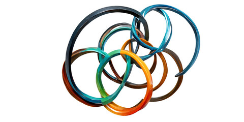 An abstract sculpture of interlocking rings Transparent Background Images 