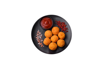 Delicious  balls of mozzarella and parmesan cheese with salt and spices - 767325012