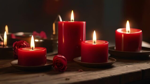 Beautiful background with burning red candles