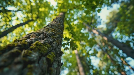 Glimpse of Nature Upward View of Lush Green Tree at the Green Tops of Trees