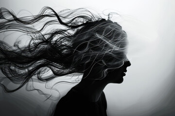 An abstract image of a person suffering from a headache, with a series of wavy lines emanating from their head.