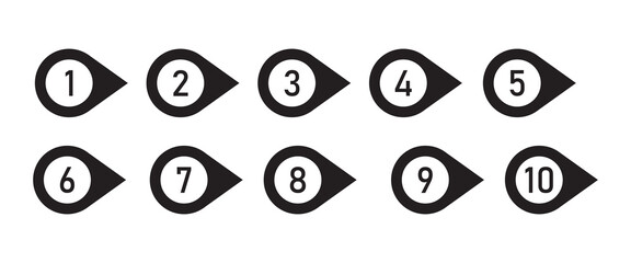 Numbers icon set. Numbers symbols, simple black symbol sign for apps, UI, and website,