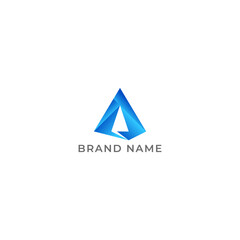 ILLUSTRATION TRIANGLE GRADIENT BLUE COLOR TECH LOGO ICON TEMPLATE SIMPLE DESIGN ELEMENT VECTOR