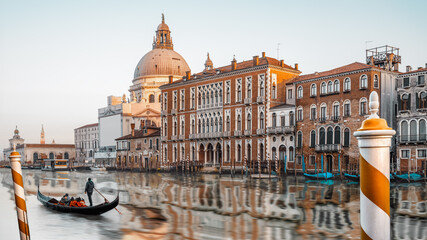 the grand canal of venice during sunset - 767327827