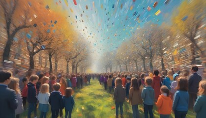 An impressionistic artwork depicting the joy and wonder of World Book Day created with Generative AI