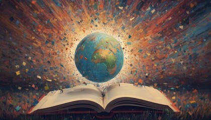An impressionistic artwork depicting the joy and wonder of World Book Day created with Generative AI - obrazy, fototapety, plakaty