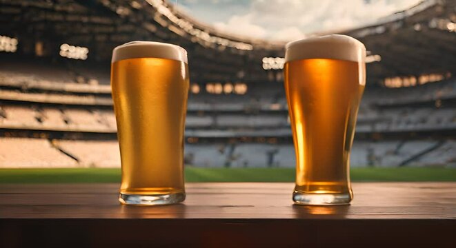 Beer in a football stadium.