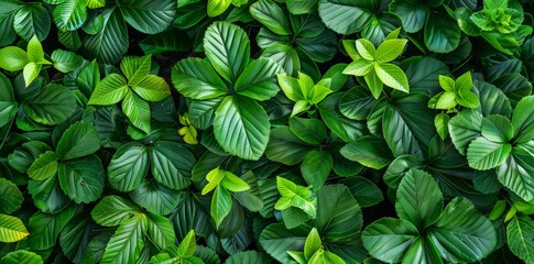 Detailed view of a green plant with lush leaves captured up close, showcasing its vibrant color and intricate textures - obrazy, fototapety, plakaty