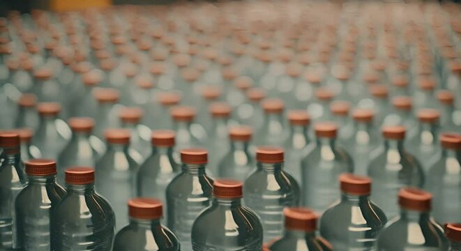 Bottles in a bottling plant.