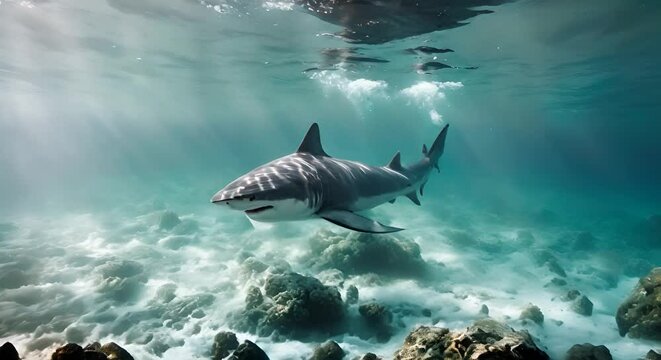 White shark under the sea.