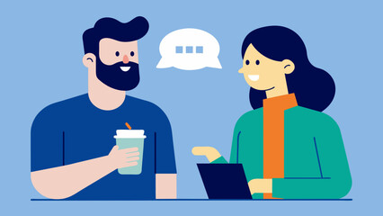 Obraz premium Two individuals having a casual conversation at a conference connecting over shared industry interests and potential partnership ventures.