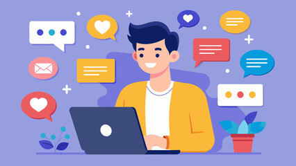 A young entrepreneur is scrolling through their brands social media feed responding to comments and messages from customers with personalized