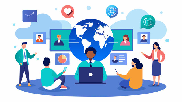 An international company hosting a virtual business conference on a topnotch streaming platform showcasing their products and services to a