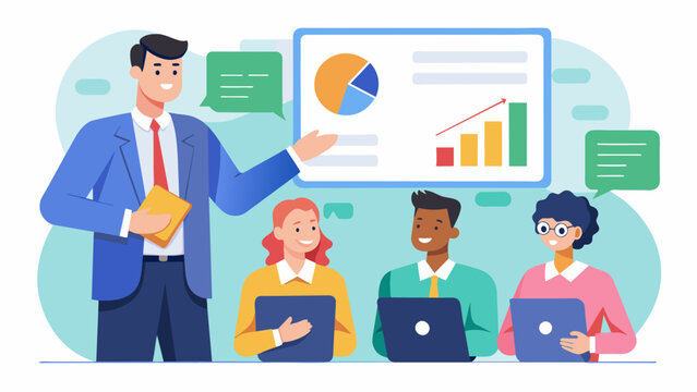 A business exeive presents a comprehensive data analysis report to stakeholders showcasing the effectiveness of their agile project management