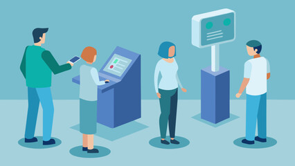 Obraz na płótnie Canvas With holographic kiosks customers can now access information and make purchases with just a touch eliminating long queues and wait times.