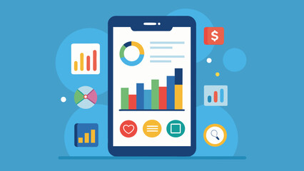 A closeup shot of a smartphone displaying a business dashboard with various social media metrics being monitored in realtime ensuring constant