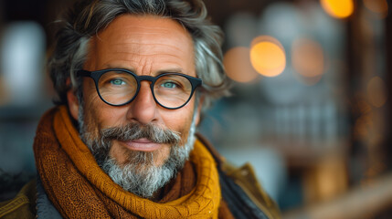 Handsome man with glasses and beard - obrazy, fototapety, plakaty