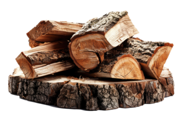 wood stump log fire wood cutout isolated on transparent background