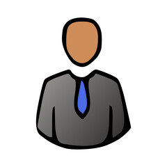 Vector illustration of a faceless businessman icon in a formal suit and tie. Simple yet elegant, perfect for corporate designs.