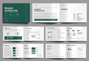 Brand Guideline Template Design With Green Color Landscape