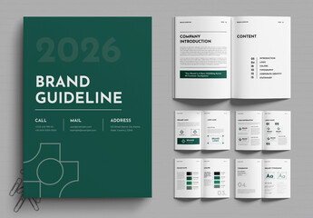 Brand Guideline Template Design With Green Color - obrazy, fototapety, plakaty