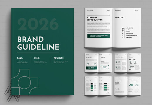 Brand Guideline Template Design With Green Color