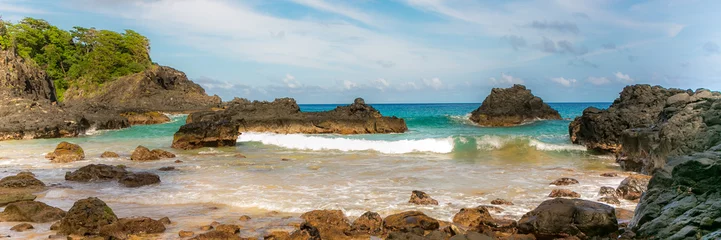 Printed kitchen splashbacks Baia do Sancho, Fernando de Noronha Turquoise water around the Two Brothers rocks, Fernando de Noronha, UNESCO World Heritage Site, Brazil.