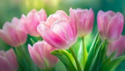 Fototapeta premium pink tulips in the garden