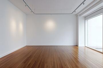 Modern Empty Gallery Space with Natural Light and Wooden Floors