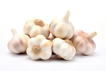 Heads of garlic isolated on white background