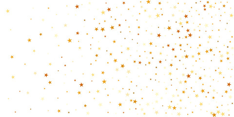 Confetti of golden stars. Chaotic abstract background with scattered elements of stars. Festive...