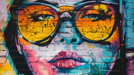 Woman in Glasses on Brick Wall