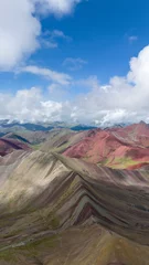 Photo sur Plexiglas Vinicunca Aerial Drone view of Vinicunca Winikunka Montaña de Siete Colores Rainbow Mountain Andes Mountains Peru