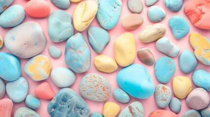 Fototapeta na wymiar Colored stones in pastel background