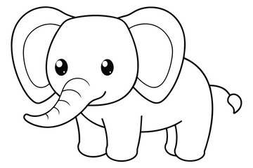 cute baby elephant line art, vector illustration
